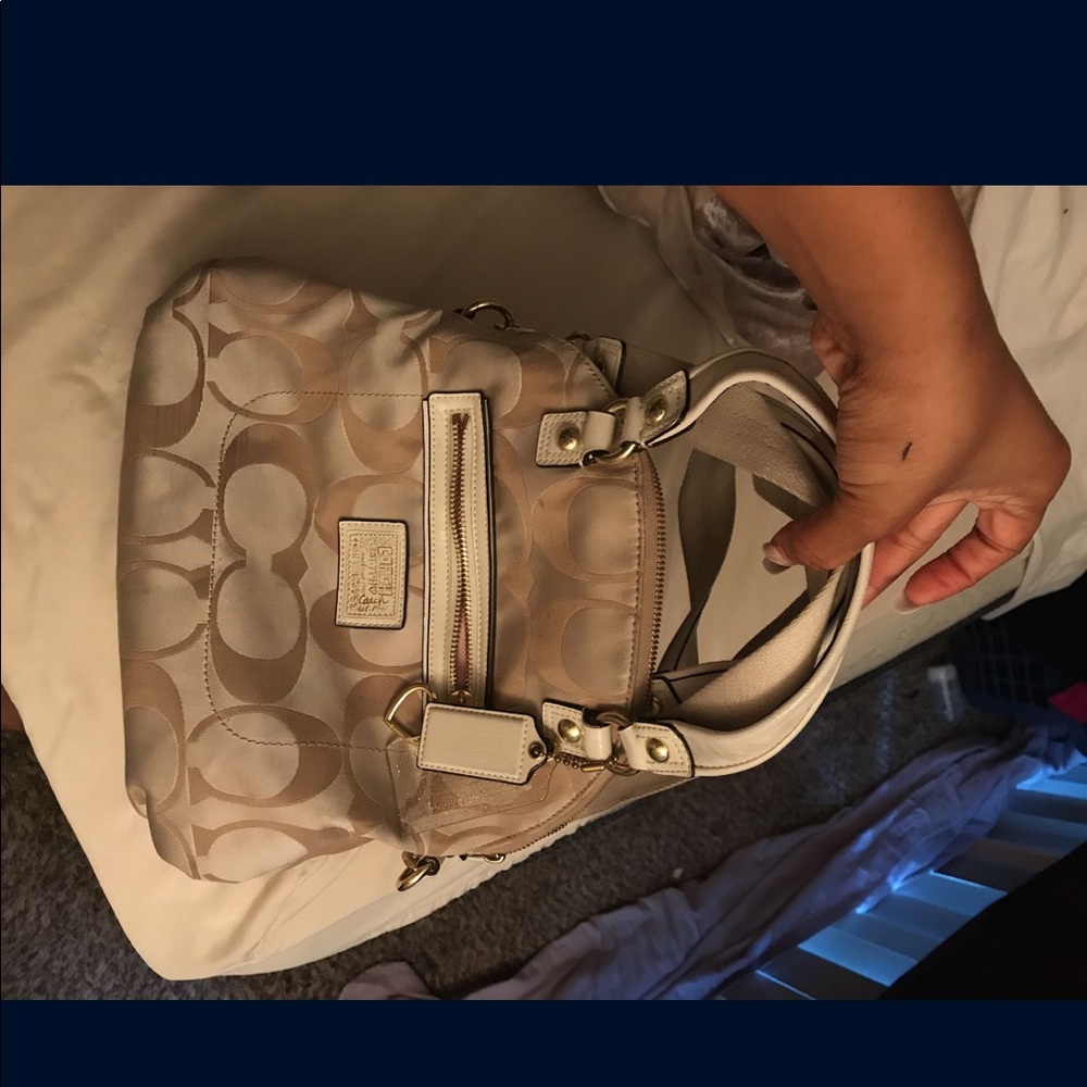 Cream coach purse